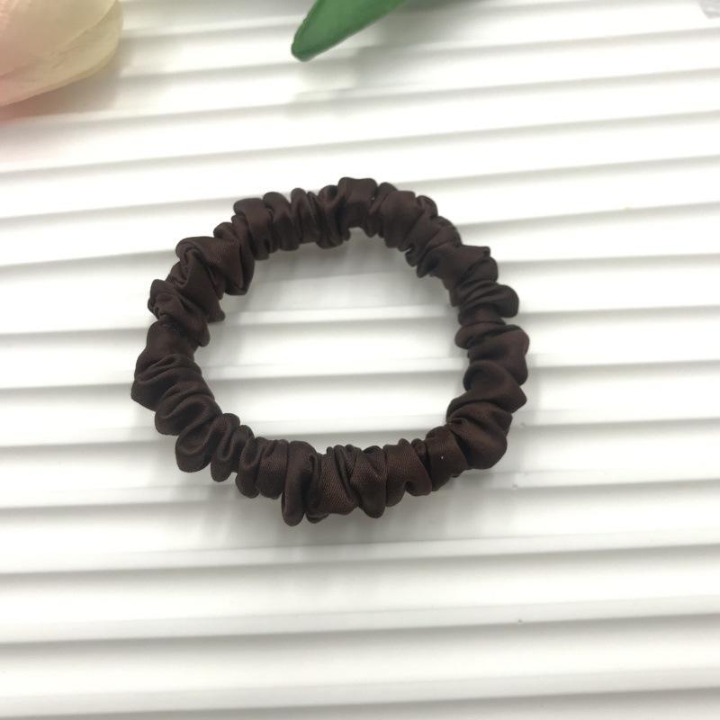 

Модная искусственная шелковая тонкая резинка для волос из высококачественного атласа, толстый кишечник, круг, женская завязка для волос, украшение для волос темно-коричневого
