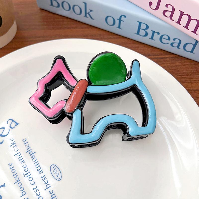 

1 шт. Мультяшная форма собаки, цветная заколка-коготь, милая, с вырезами, креативная зажим-краб, женская пластиковая заколка для волос