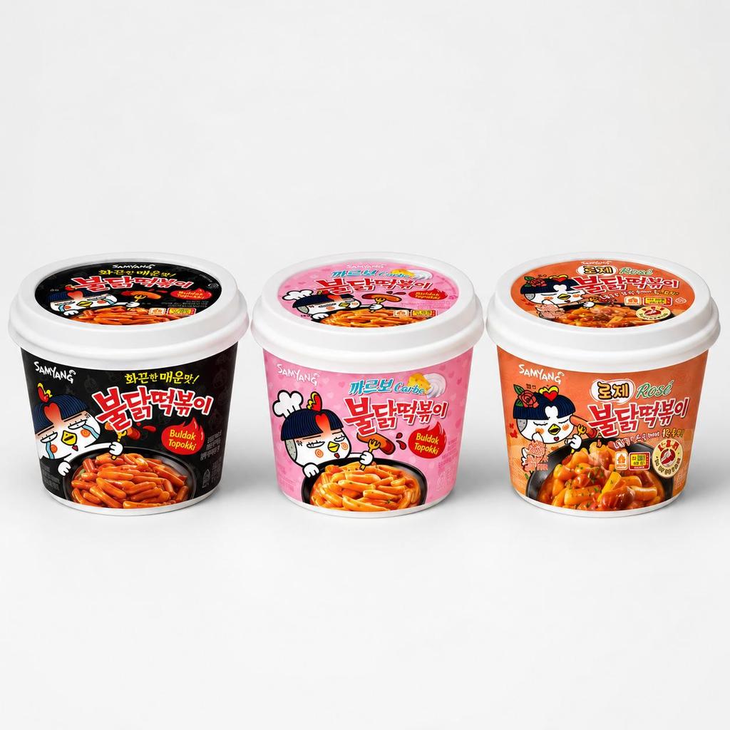 Samyang BULDAK Hot Chicken Tteokbokki Original, Carbo, Rose 3 Set