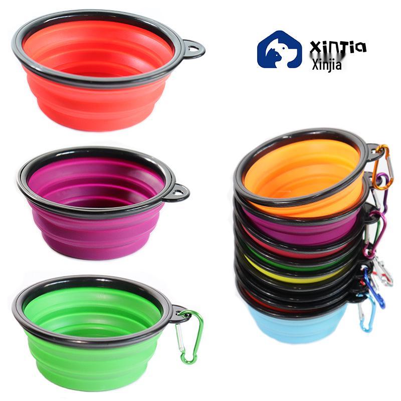 Portable Pet Folding Bowl for Dogs: Outdoor Travel Dish with Buckle