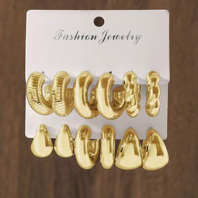 6pcs Stainless Steel Waterdrop Hoop Earring Set for Women European and American Minimalist Smooth Circle Drop Earring Jewelry
