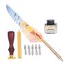 Feather Pen Dip Art Calligraphy Retro Vintage Quill Gift Box Kit with Lacquer Stamp Tool