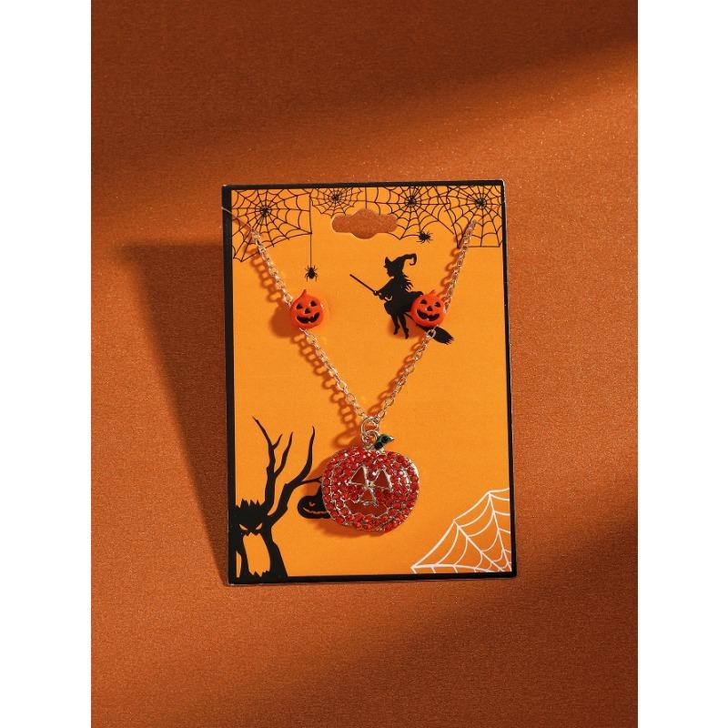 Hot Sale Halloween Stud Earrings Combination Cartoon Funny Pumpkin Head Ghost Bat Element Stud Earrings Set