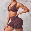 Leopard Print Yoga Suit: Twisted Back Bra & Women's Fitness Running Shorts Set