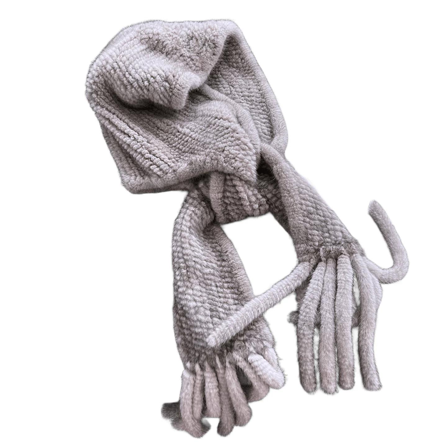 

Autumn and Winter New Mink Hair Hat Scarf Integrated Long Shawl Women s Fringed Hat Collar Accessories Snow Hat One Size