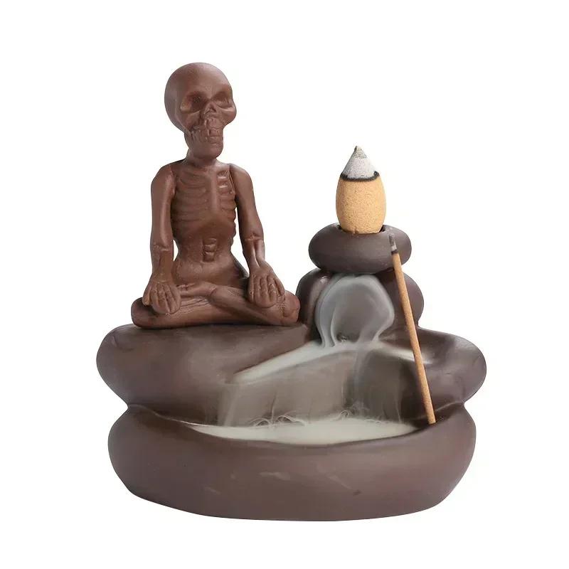 1pc,Halloween Ornament Skull Backflow Incense Burner, Aromatherapy Home Decor Stick Incense Holder(Without Incense)