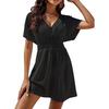 Summer Casual Dresses V Neck Short Sleeve Womens Dress