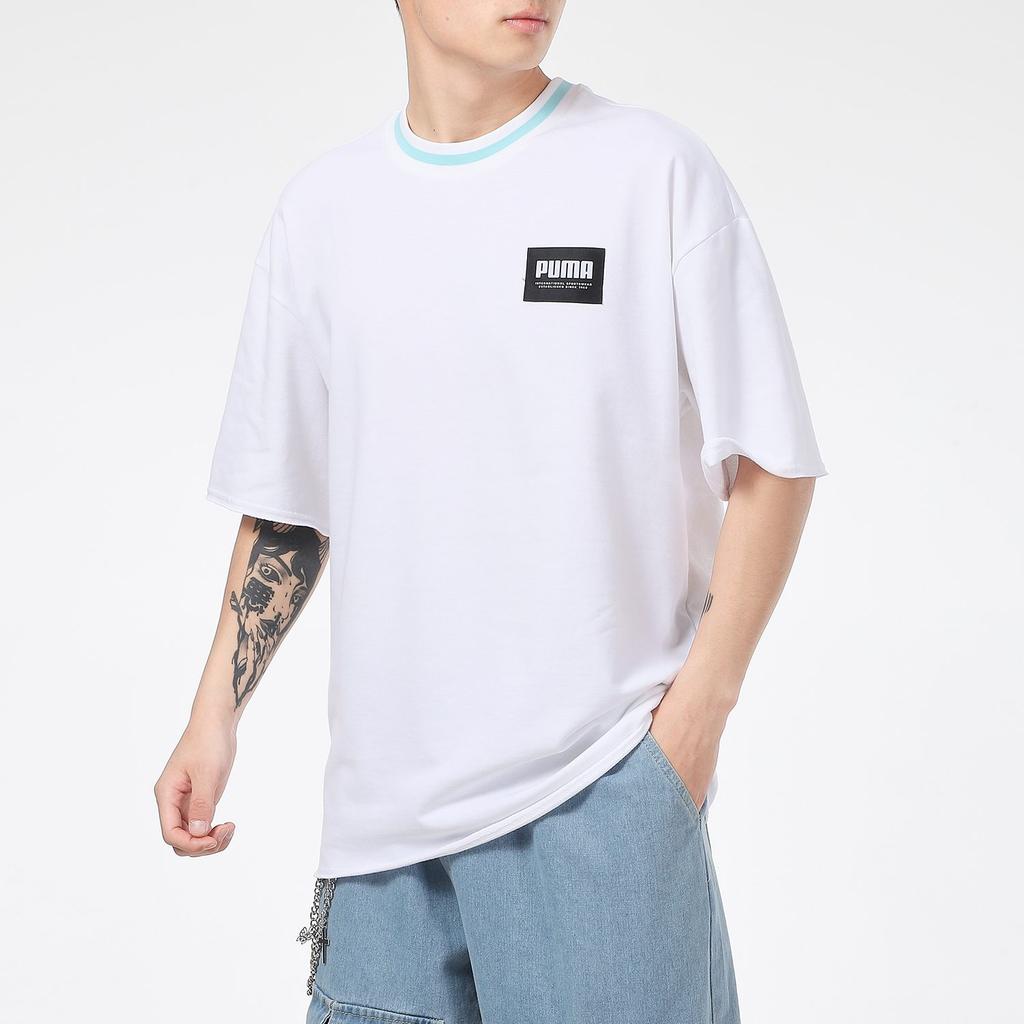 Puma T Shirts Men's White Crew Neck Moderate Straight Fit 845861-02