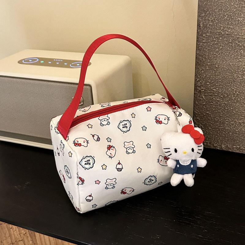 Kawaii Hellokitty Anime Cosmetic Bag Women'S Makeup Case Portable Toiletry Bag Large Capacity Handbags Travel Tote Gift For Girl