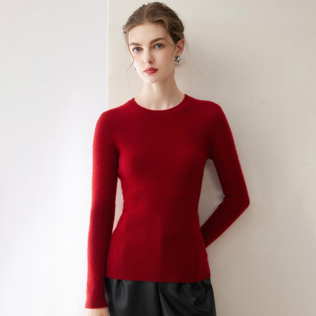 2026 Le Ka Sha Women's 100% Pure Cashmere Round Neck Base Layer Top - Slim Fit Autumn/Winter Sweater