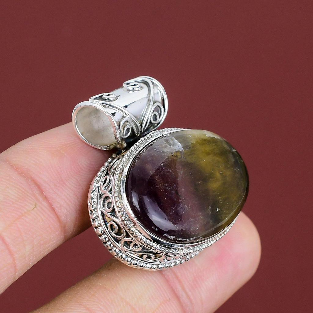 Multi Fluorite Pendant Genuine Gemstone Pendant 925 Sterling Silver Pendant Brand New Jewelry Handmade Pendant Gifts For Mom Vintage Jewelry