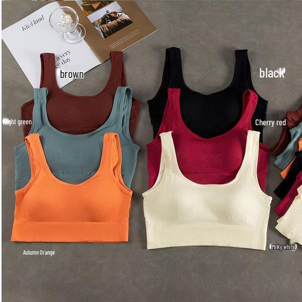 New Seamless Plus Size Underwear Set: One-Piece Vest & Triangle Briefs with Chest Pad.