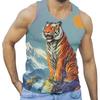 Men Fashion Summer Trend Tiger Graphic Tank Tops Sleeveless 3D Animals Printed Men Vest Cool Streetwear Oversized Tees Tops