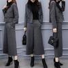 Completo da donna autunnale e invernale a due pezzi, cappotto di lana a spina di pesce, pantaloni a gamba larga, tuta casual alla moda da donna, tendenza