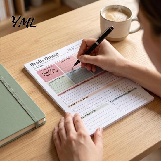 Professional Note Taking A5 Brain Dump Planner, Tear-off Daily Task Pad with 50 Notebook Sheets, Thickened Paper Notepad for Organizing Thoughts
