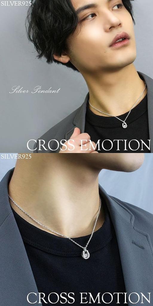 Special Edition Dancing Stone Horseshoe Silver 925 Necklace for Men [Cross Emotion]