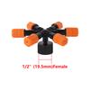 20ks 6mm Oranžové mlžící trysky Sady 1/2" Vnitřní/Vnější závit 5/6/7-cestné Vícehlavé postřikovače Zahradní trávník Mikrozavlažovací postřikovače