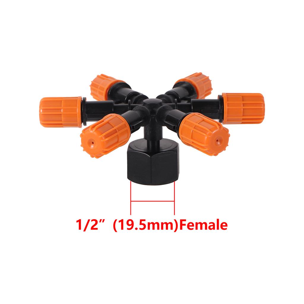 20ks 6mm Oranžové mlžící trysky Sady 1/2" Vnitřní/Vnější závit 5/6/7-cestné Vícehlavé postřikovače Zahradní trávník Mikrozavlažovací postřikovače