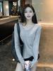 Plus Size V-Neck Long Sleeve T-Shirt for Women - Loose Fit, Tummy Slimming, Perfect for Autumn