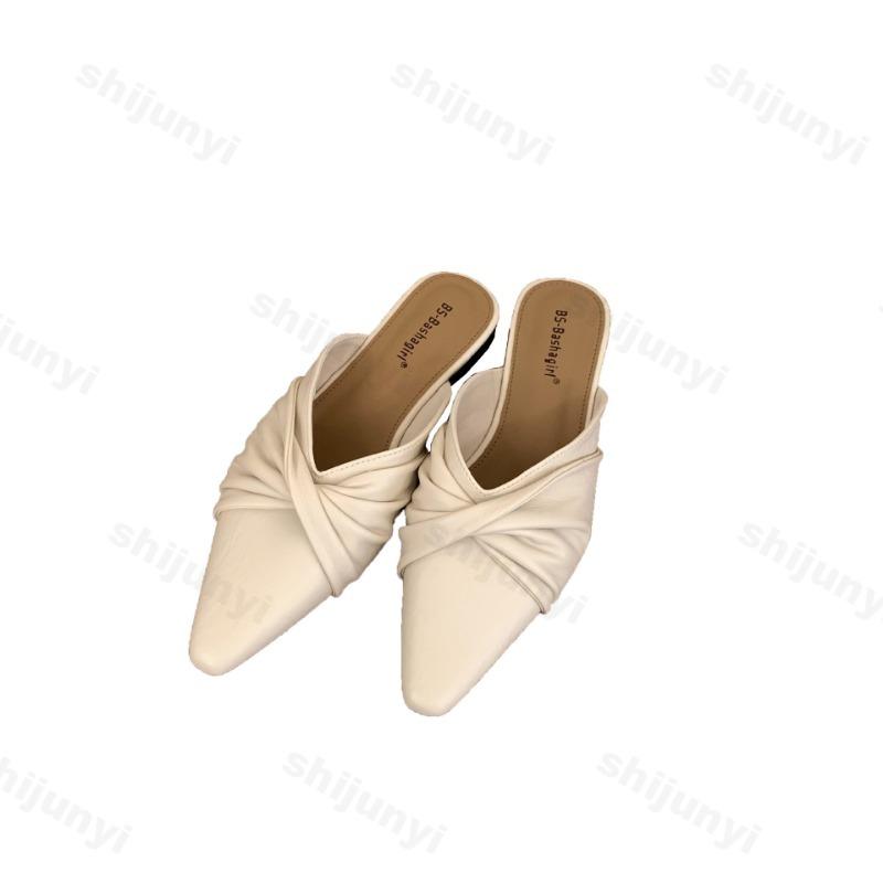 Fashion Elegant Casual Half Slippers Women's 2025 Summer New Pointed Head Comfortable Slip On Sandals Fashion Bow Design Cool Flat Pumps