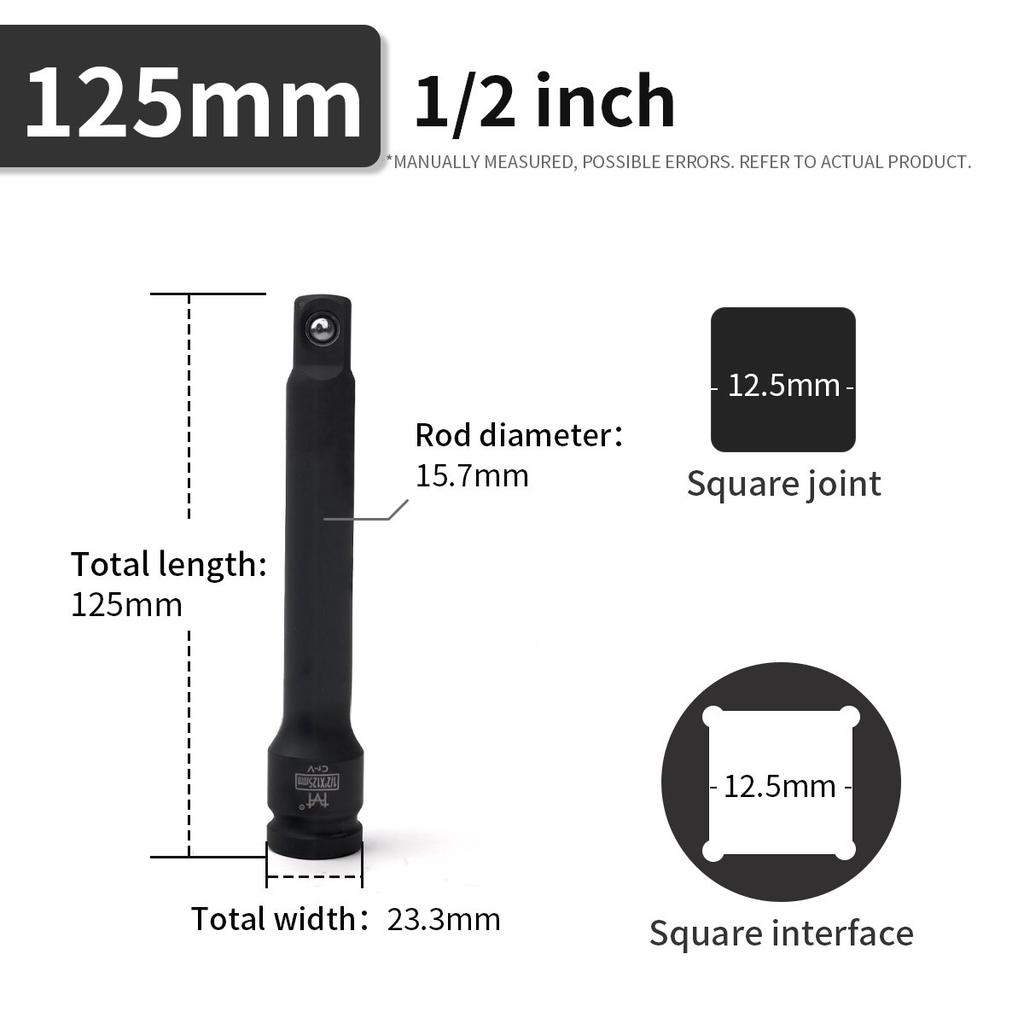 1Pc Heavy Duty Long Extension Bar Ratchet Wrench Impact Socket Extender Pneumatic Tool  1/2 3/4 1 Inch 75 125 150 200 300 400mm