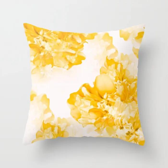 Summer Fashion Fresh Yellow Cute Pillows Case Geometry Floral Cushion Case Modern Decorative Throw Pillows for Bed Sofa Couch