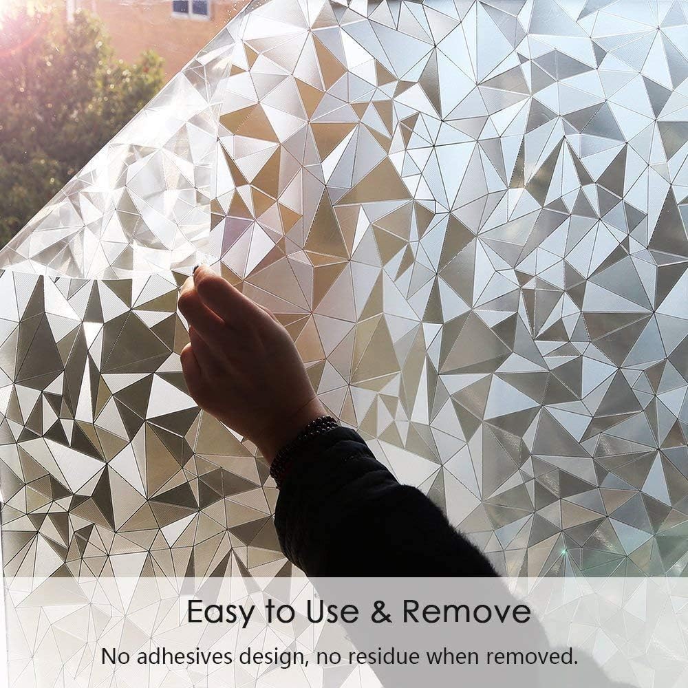 Folie de confidențialitate pentru ferestre 3D, fără lipici, autoadeziv static pentru ferestre, autocolant pentru fereastră, baie, birou, bucătărie
