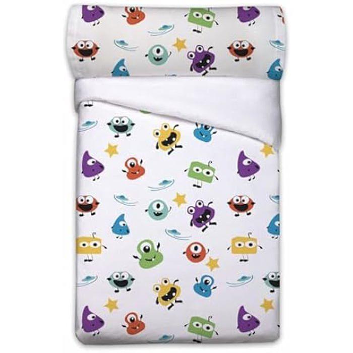 Ensemble De Housse De Couette Monstres Blanc - Pierre Cardin - Lit De 90 - 3 Pièces