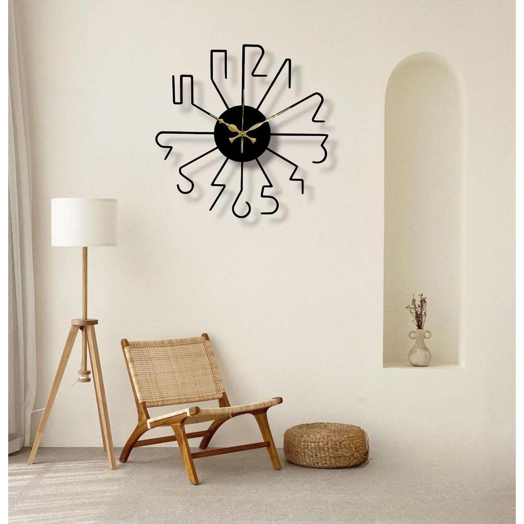 Designer Metal Wall Clock for Living Room Bedroom Office Kitchen Stylish Analog Wall Clock,Big Size (40 Cm) (Black Matte)