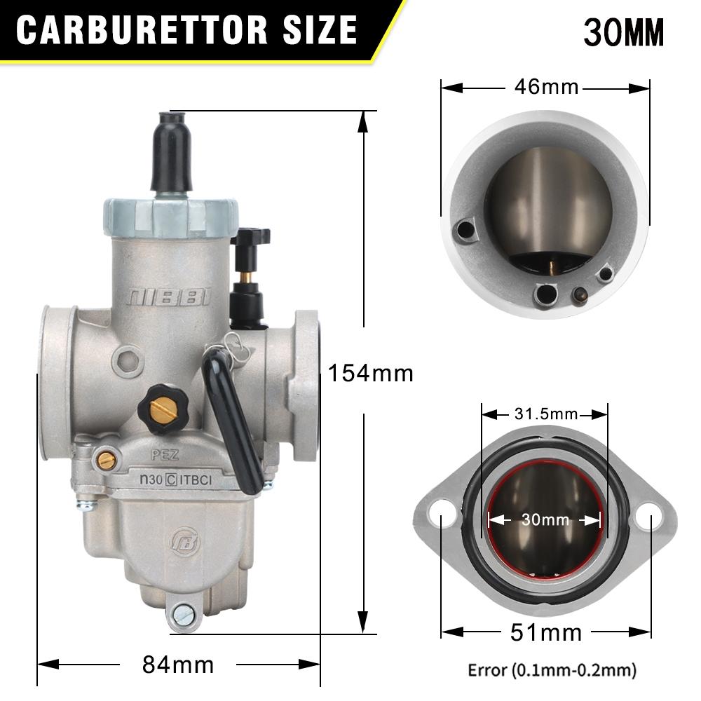 NIBBI PEZ 28 30mm Vergaser Mit Vergaserdüsen 50cc 125cc 250cc Motor Für Gy6 Yamaha Kawasaki Suzuki Pitbike Motorrad Zubehör