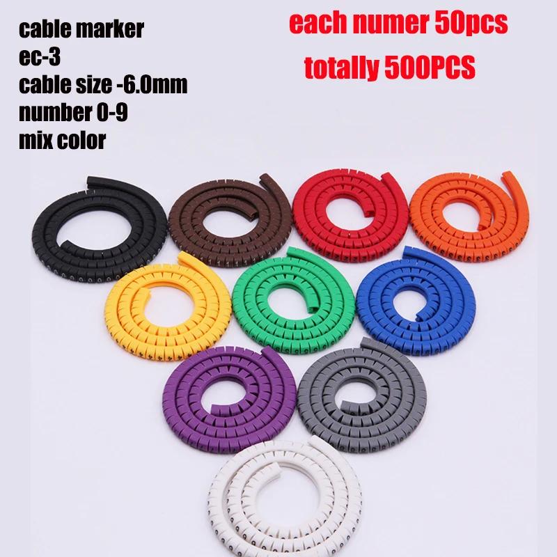 Cable Marking Label EC-0 Cable Marking Number 0 to 9 Cable Size 1.5-6.0 SQMM Mixed Color PVC Cable Marking Insulation Marking