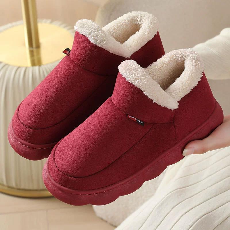 Fashion Shevalues Winter Plush Lining Slippers For Women Men Fashion Platform Slippers Cozy Home Boots Fluffy Warm Outdoor Ankles Shoes