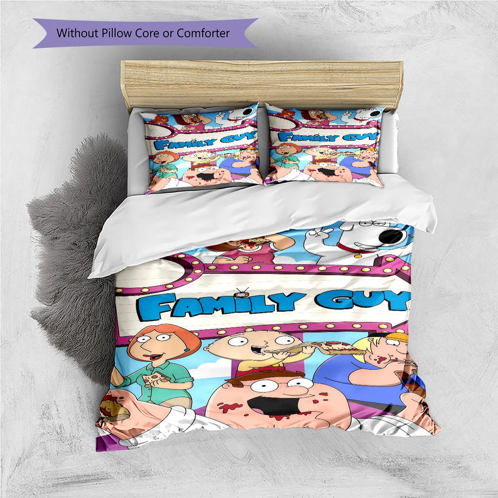 Family Guy Poster Pattern Bedding Home Decoration Birthday Gift ( 1 duvet cover + 2 pillowcase, without core),fan merchandise.