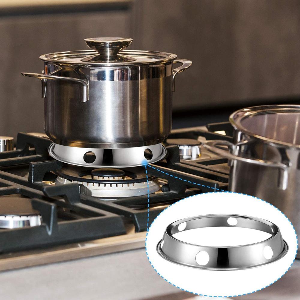 

Gas Cooker Kitchen Stainless Steel Support Round Pots Holder Pan Stand Stove Rack Wok Ring 2pcs 23.5cm