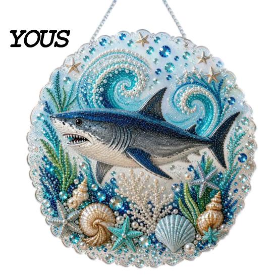 DIY Mosaic Craft for Adults Coastal Faux Pearl Painting Kit, Ocean Theme Art Stress Relief Creative Activity Sparkling Sea Animal Ornament