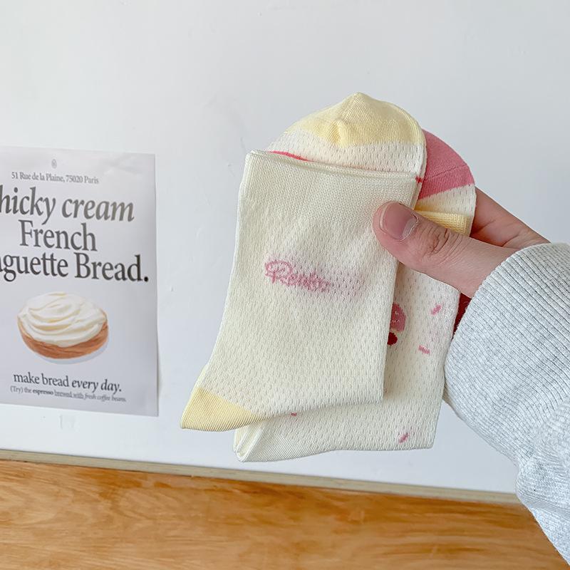 Women's New Summer Thin Simple All Build Mesh Tube Stack Socks