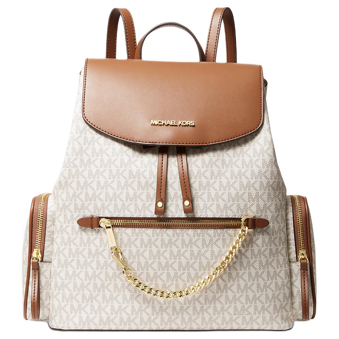

Michael Kors MK Jet Set Logo Classic Print Coated Canvas Backpack Large Women backpack Vanilla-White 35T1GTTB3B-VANILLA Basic Set (Bag)