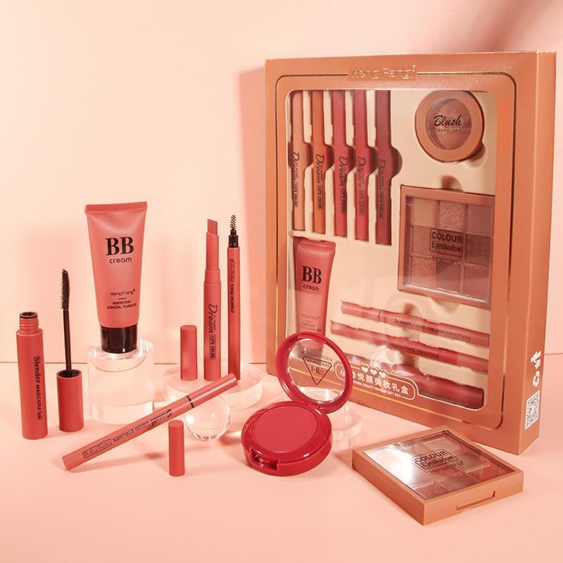 Gecomo Makeup Exquisites und Niedliches Kosmetikset 11 Teile Lippenstift Make-up-Palette Langanhaltend Anfänger Beliebt Weihnachtsgeschenk Neujahr Geburtstag