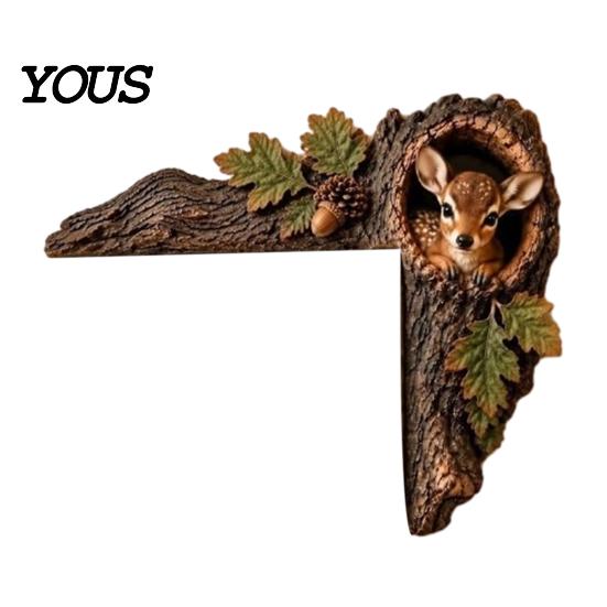 Forest Theme Room Accents Chipmunk Tree Hollow Door Topper, Decorative Wood Frame Sign, Whimsical Doorway Sculpture Woodland Animal Wall Art for Home