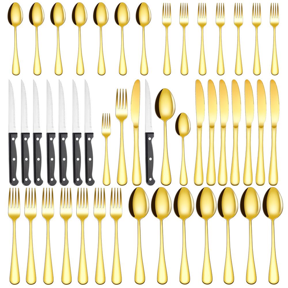 2024 Modern Premium Stainless Steel 48-Piece Cutlery Set - Western Style Steak Knives, Forks, and Spoons