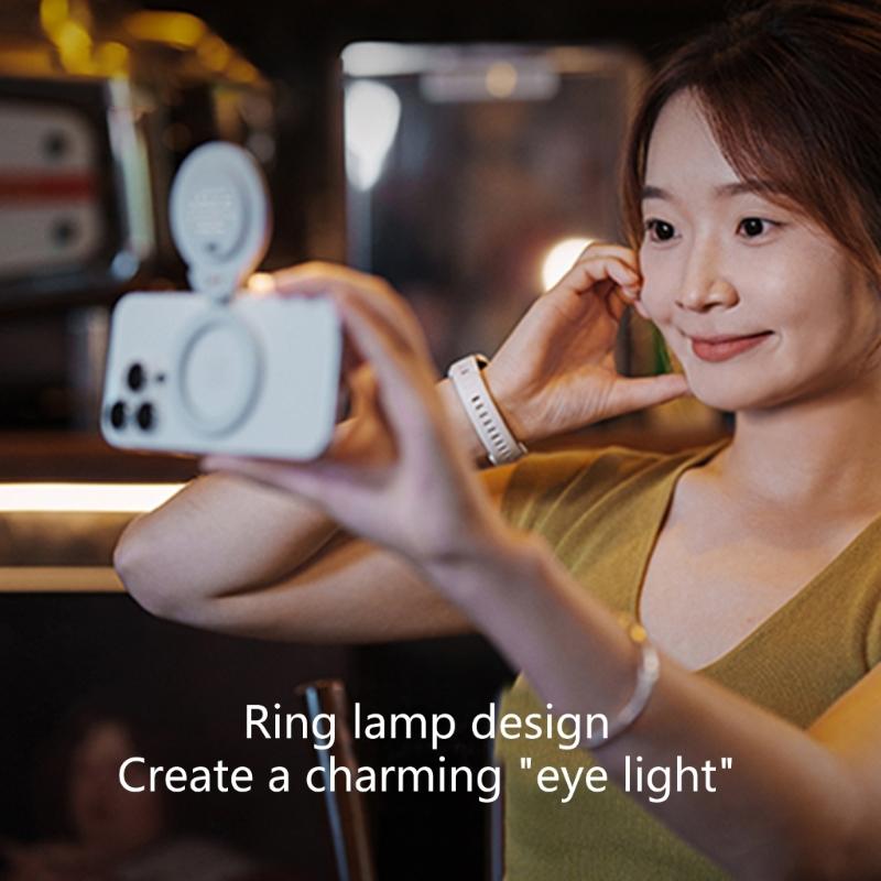 Rechargeable Magnetic LED Phone Light Multiple Brightness Level for Social Media Content Creators Video Calls Streaming