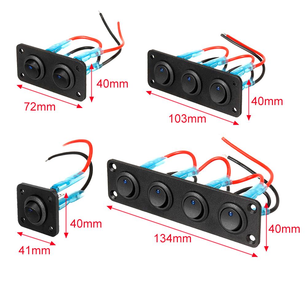 12v 1-4 Gang Universal Toggle Switch Panel USB Car Boat Marine RV Truck Blue LED Styling  Marine Rocker Switch Accessories