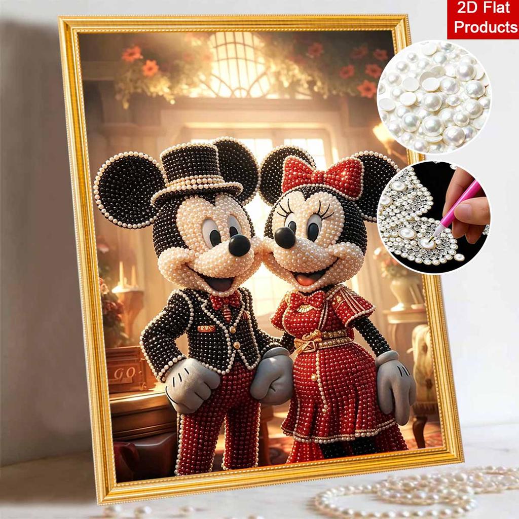 Disney Mickey and Minnie Pearl Painting Handmade Pearl Kit Home Decoration Painting