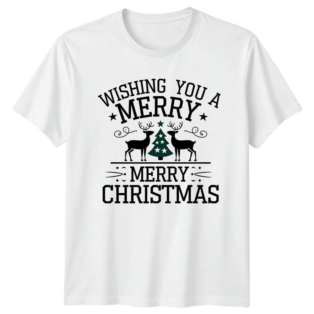 Wishing You A Merry Merry Christmas Reindeer Christmas Holidays Unisexs Unisexs Tee S