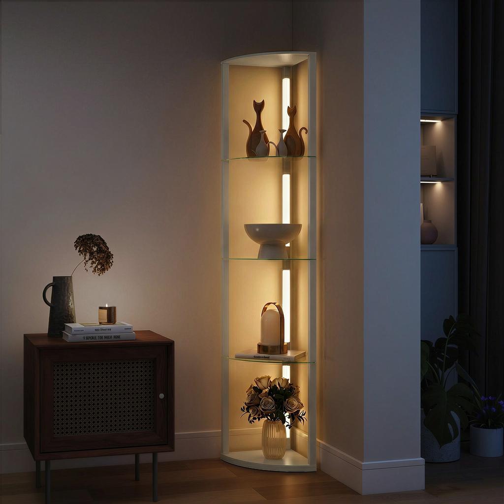 LED Floor Lamp with Shelves, Dimmable Standing Lamp with Foot Switch for Living Room, Bedroom, Grey