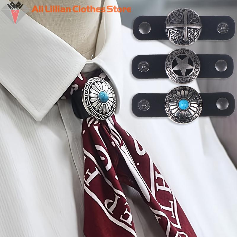 Hot Sale Western-Style Scarf Clips Silk Ring Neckwear Slide Fastener Securing Loop Versatile Vintage Decorative Access For Men