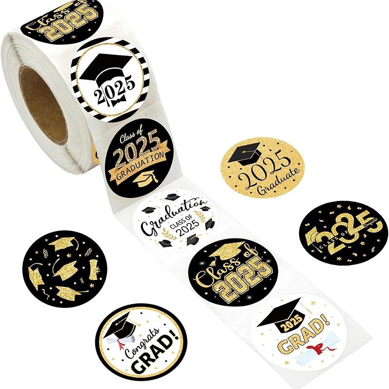 Graduation Stickers Class Of 2025 500Pcs Circular Adhesive Sealing Sticker Congrats Graduation Labels Grad Party Supply