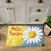 1pc Sunshine & Flowers Kitchen Mat - Non-Slip, Floor Mat with "Hello Sunshine" Design, Polyester Flannel, Perfect for Entryway,