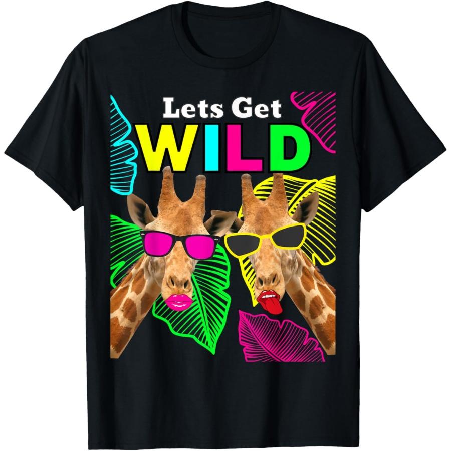 Let s Get Wild Zoo Animals Safari Party Giraffe With Glasses T-Shirt XXXXXL чёрный