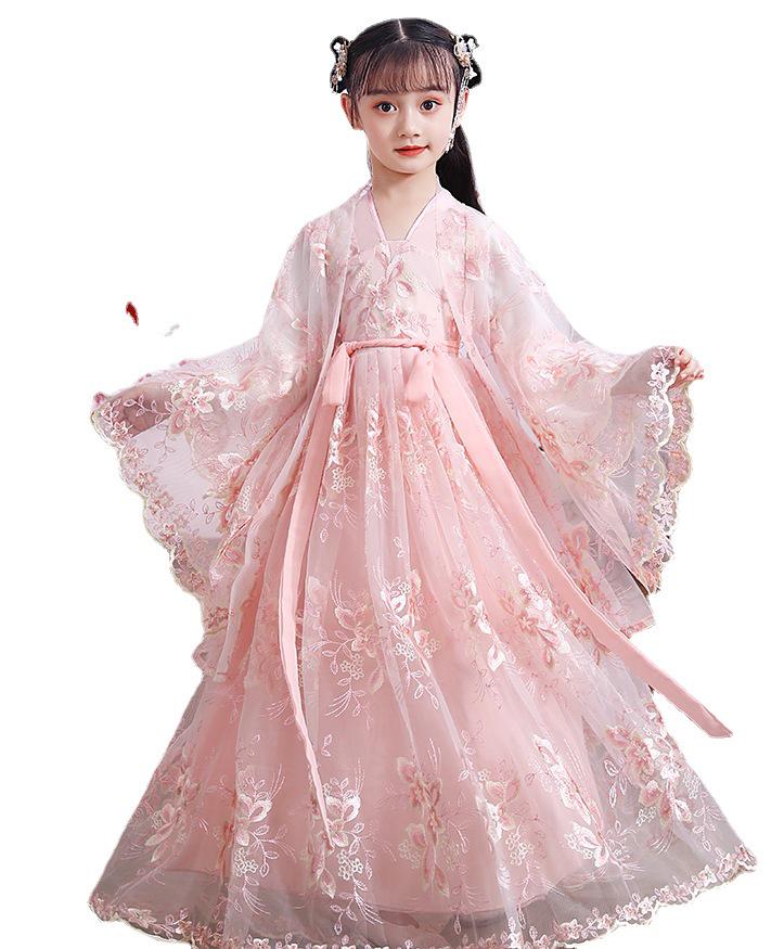 Girls' Hanfu Dress: Super Fairy Princess Long Sleeve Chinese Style for Autumn/Winter